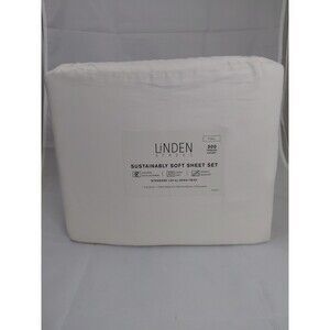 Linden Street Full Size Sheet Set White Egret Soft 300 TC 4pc